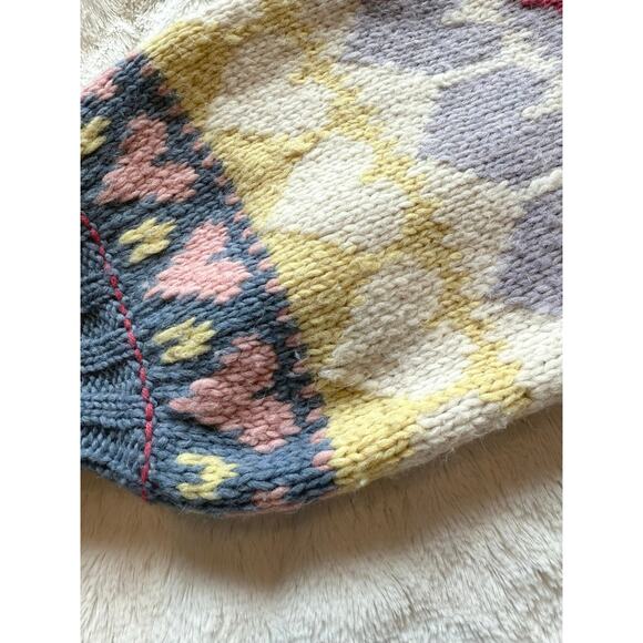 LoveShackFancy Shirelle Puff-Sleeve Heart Sweater Wool Alpaca Pink Icing Medium - Picture 13 of 15